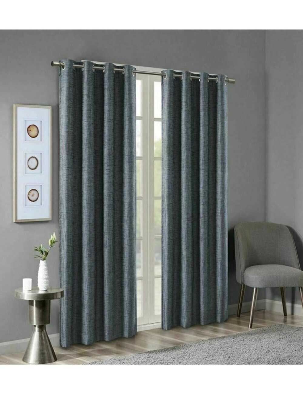 SunSmart Maya 50'' X 54'' Printed Heathered Blackout Window Panel, Blue